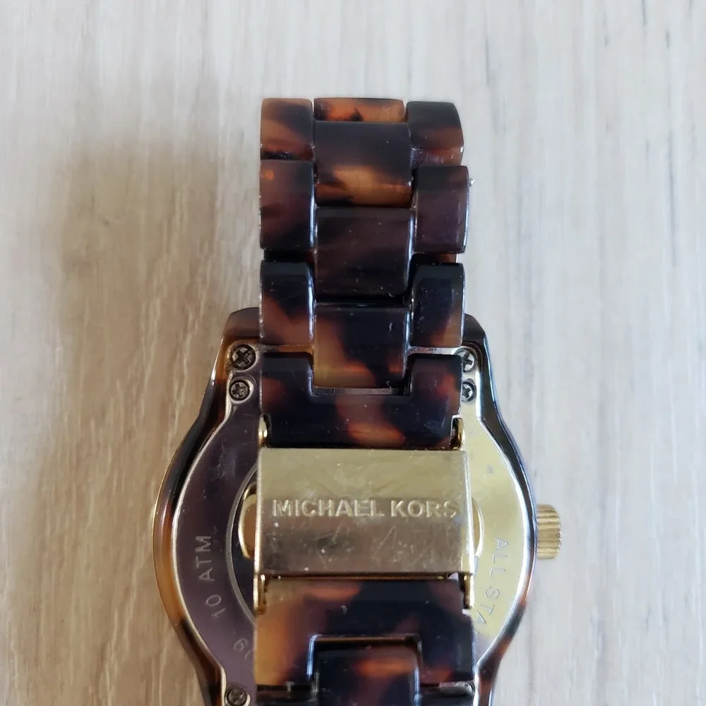 Michael Kors Watch Jet Set Tortoise Shell Ladies Brown Jewelry Swarovski Crystal